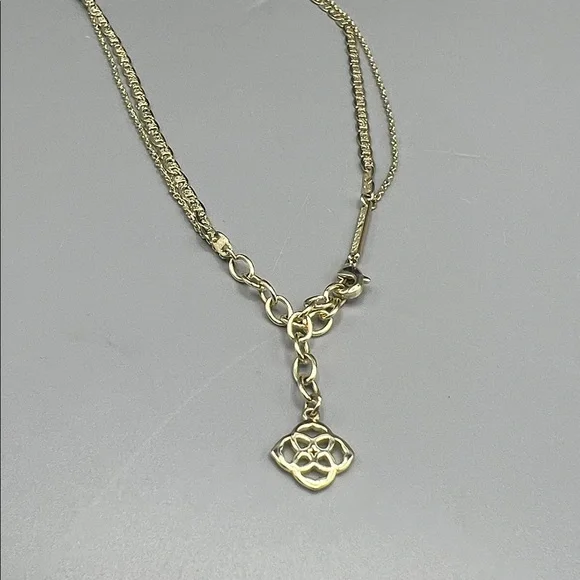 Kendra Scott Elisa Gold Multi Strand Necklace Iridescent Drusy - Picture 4 of 5